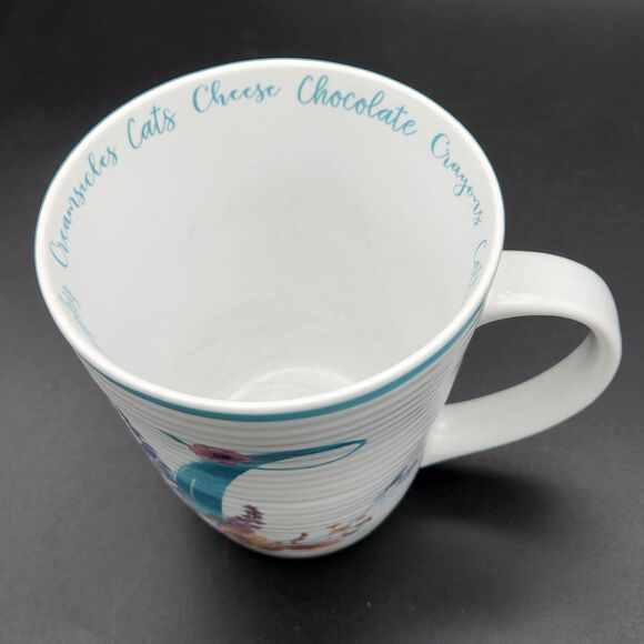 Lisa Audit Letter "C" Mug Cup Ribbed Floral Words Cotton Candy Chocolate Cats - Picture 6 of 8